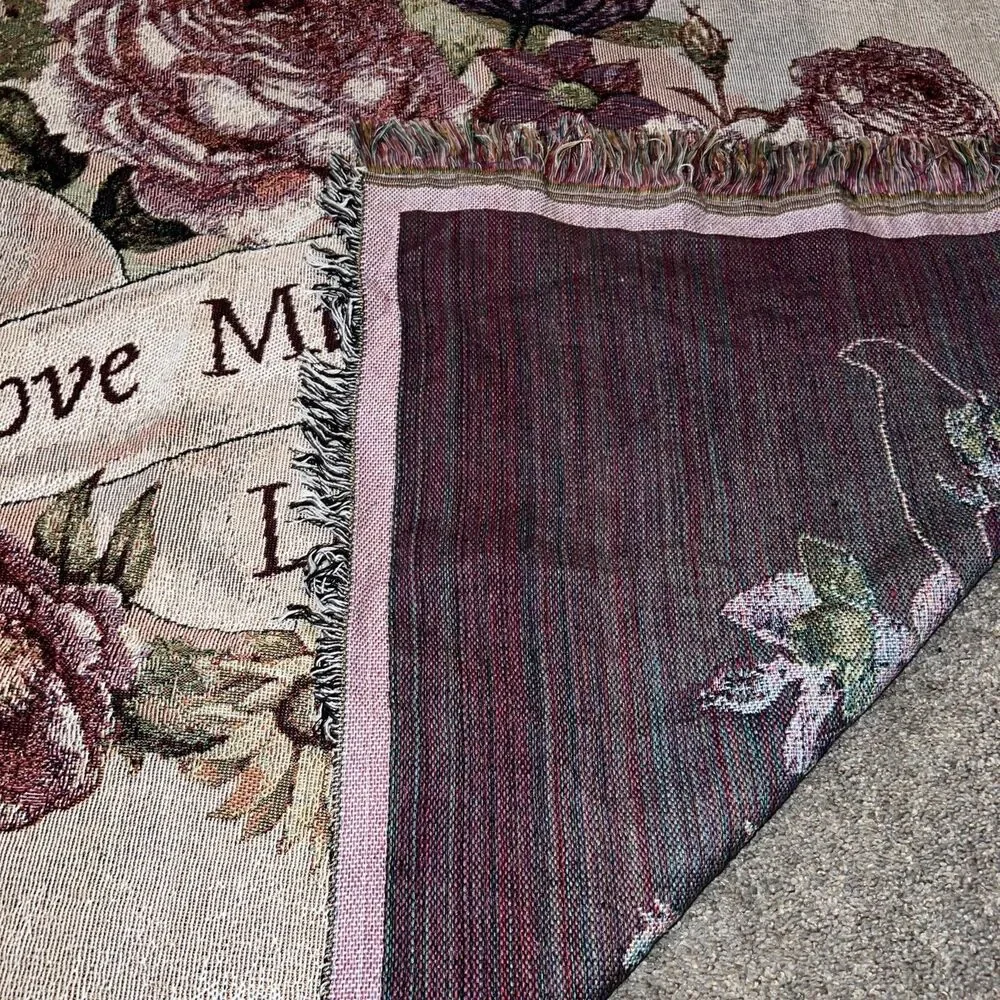 Tapestry Throw Blanket Live Well Love Much Laugh Often 50 X 65 Floral Purples